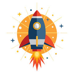 Shining Innovation - Rocket with Starburst Background