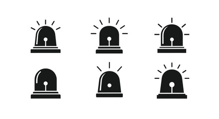 six different styles of emergency lights shown in black and white