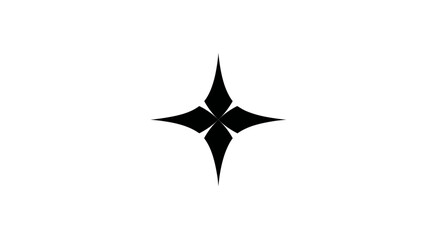 Obraz premium Minimalist black four-pointed star graphic design element. Abstract symmetrical geometric symbol isolated on a white background.