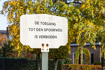 Dutch sign stating 