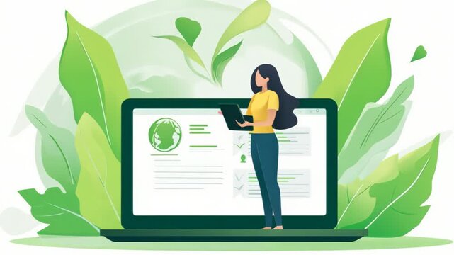 selective focus passionate environmental educator hosting virtual climate change seminar