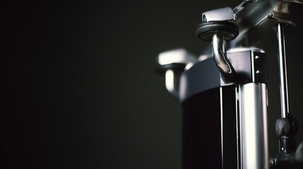 bodybuilding. Modern gym weight machine with chrome and black design, angled view under professional lighting. lifestyle magazines.