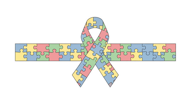Show your support with this colorful puzzle piece ribbon, perfect for raising awareness and promoting autism acceptance every day during autism awareness month