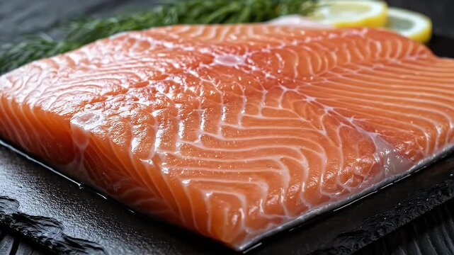 Fresh salmon fillet on a plate ready for preparation