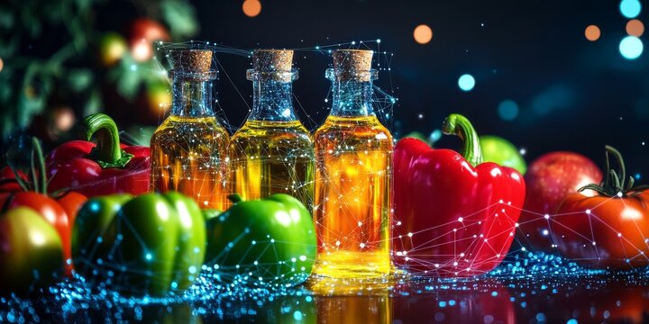 Scientist analyzing molecular structure of food, creating genetically modified organisms