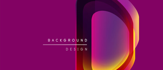 Abstract design features vibrant purple, orange gradients. Letter D dominates right side, text below reads background design. Minimalist composition.
