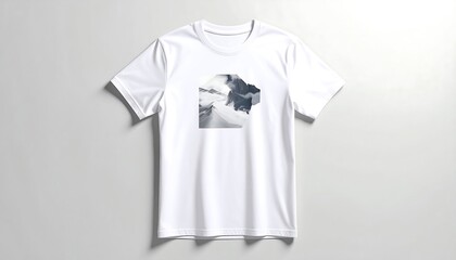 White T-Shirt with Black and White Graphic Design.