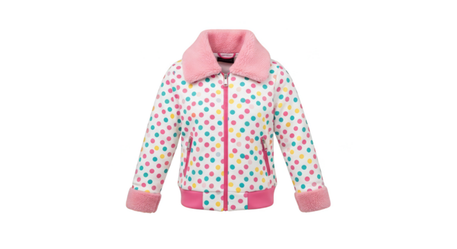 Polka dot jacket with pink collar
