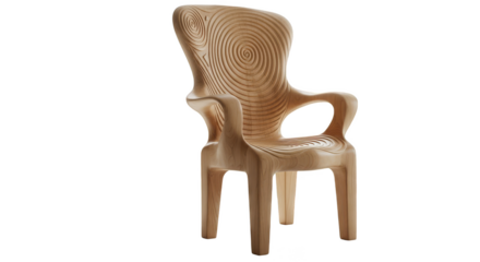 Swirls define carved wooden throne
