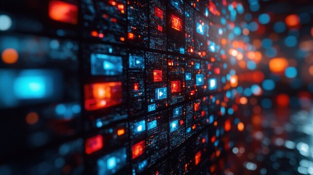 Digital wall with vibrant screens