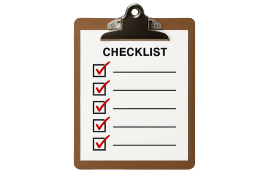Clipboard with Checklist and Red Checkmarks