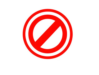 Red prohibition sign, bold red circle with diagonal line, isolated on transparent background, symbolizing restriction, warning, or forbidden action, commonly used for safety and caution messages