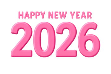 Happy New Year 2026 Pink Textured Numbers