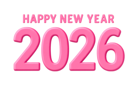 Happy New Year 2026 Pink Textured Numbers