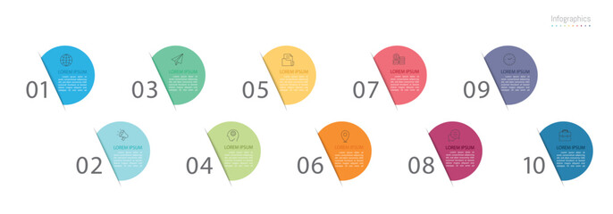 Infographic 10 options design elements for your business data. Vector Illustration.