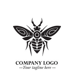 Beetle Logo Symbol in Black on the White Background with Simple Modern Insect Design