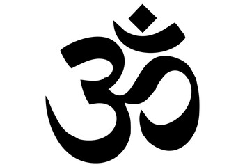 Om symbol of Hinduism on white background. Om Aum, symbol of Hinduism. T shirt or cap print design.