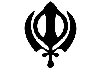Khanda glyph icon on white background. Sikhism Religious Symbol.