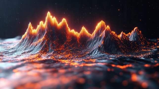 Fiery, glowing mountains