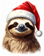 Faultier mit Nikolausmütze passend zu Weihnachten