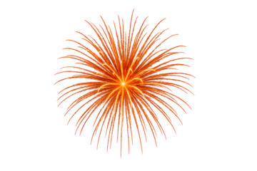 Explosion of fiery orange light trails on white background