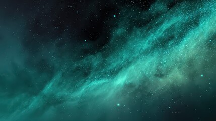 Shimmering glitter cloud in blue and green hues against a moody black background