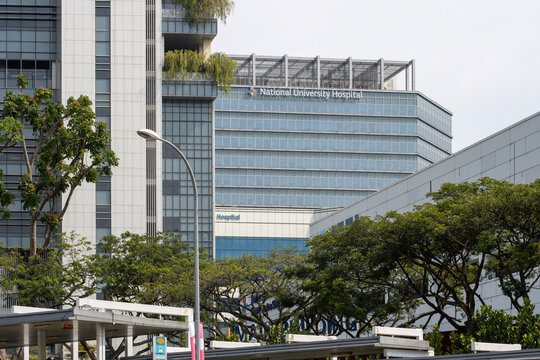 Singapore - July 25, 2025: The National University Hospital (NUH), a tertiary referral hospital and a clinical training and research centre for the NUS medical and dental faculties in Singapore.