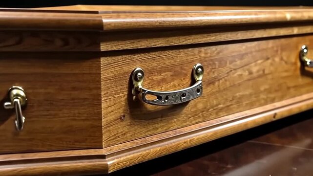 Craftsmanship of a unique wooden coffin made with intricate details and quality materials showcasing artistry and design