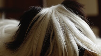 terrier. Close-up portrait of a Tibetan terrier with fluffy fur and soft natural lighting. wildlife magazines, conservation campaigns, designed for eco-tourism storytelling, celebrates biodiversity.