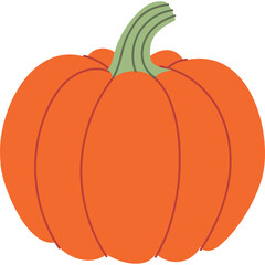 A Vibrant Orange Pumpkin With A Green Stem Isolated On A Transparent Background Perfect For Autumn Harvest And Halloween Celebrations