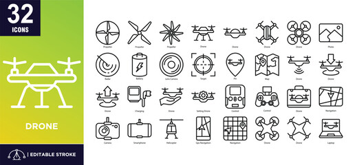 Drone Line Icon Set