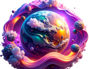  Surreal Fantasy Planet in Vivid Colors – Artistic Cosmic Wallpaper