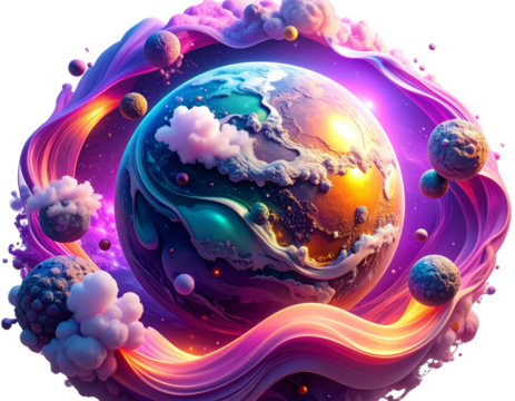  Surreal Fantasy Planet in Vivid Colors – Artistic Cosmic Wallpaper