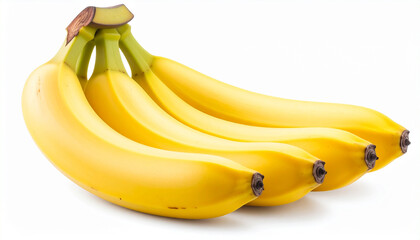 A Bunch of Ripe Yellow Bananas on a White Background