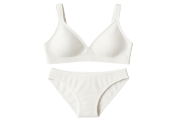 Comfortable white cotton lingerie set with bra and briefs