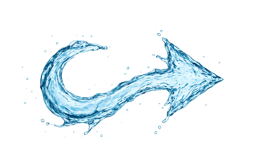 Curved Arrow Formed by Splashing Water