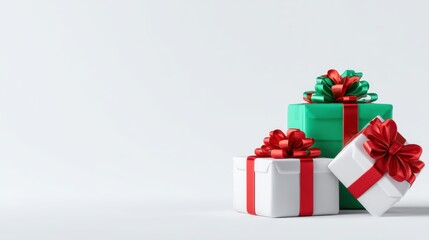 Fototapeta premium Festive Holiday Gifts with Copy Space on White Background