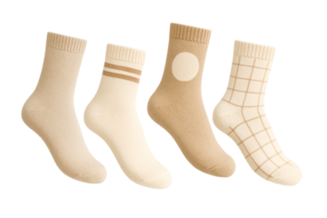 Four Comfortable Socks with Diverse Patterns Displayed