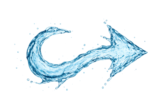 Curved Arrow Formed by Splashing Water