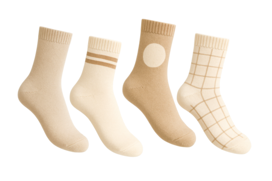 Four Comfortable Socks with Diverse Patterns Displayed