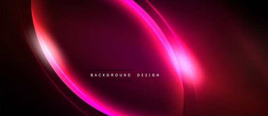 Abstract neon lines over black background. Bright pink glow creates dynamic visual effect. Modern design element for digital projects.