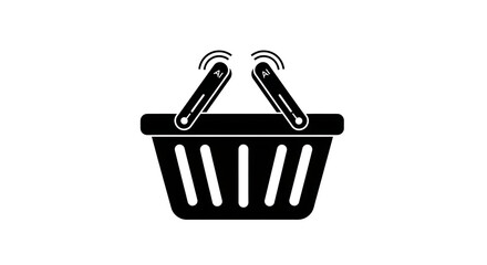 A black shopping basket with ai on the handles isolated on a white background in a simple vector style