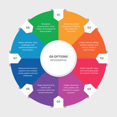 Circular Infographic Template Design With 8 Steps, Process Workflow Cycle Diagram