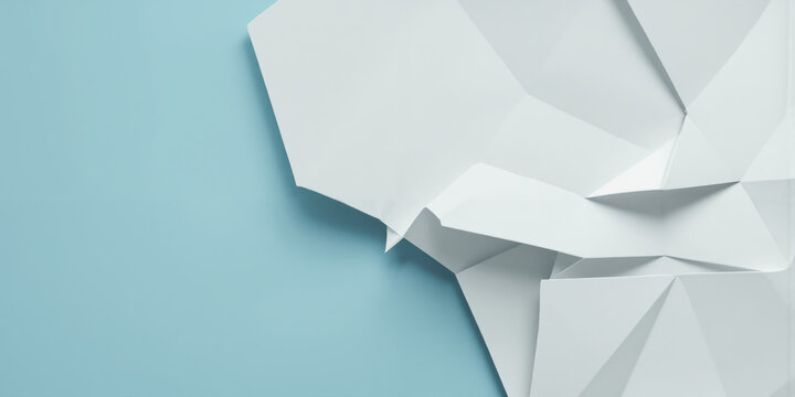 Paper Fold Structures in Cool Gradient Space Abstract folded surfaces casting subtle shadows on soft gradient background, design simplicity