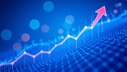 Digital economy illustration featuring crypto, forex, and stock market chart with financial success growth