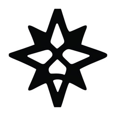 Black and white eight-pointed star shape with a unique and intricate design.