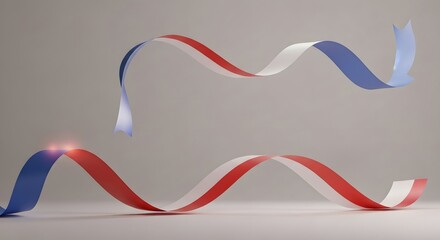 Red, White, and Blue Ribbons on a Gray Background