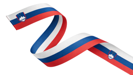 Waving slovenian flag ribbon isolated on transparent background