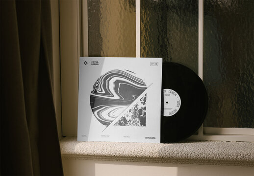 Mockup Of Customized Lp Cover And Record