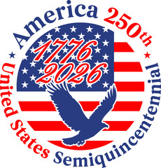 US fantasy gold badge for the 250th anniversary of the history of the United States of America, vector illustration